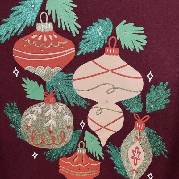 2X or 4X Plus Size Red Christmas shirt ornaments NEW from Kohls top - Picture 2 of 2